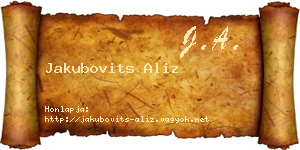 Jakubovits Aliz névjegykártya